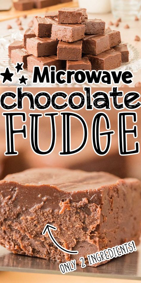 Satisfy your sweet tooth in minutes with this 2 Ingredient Chocolate Fudge. It's rich, creamy, and unbelievably easy to make in the microwave. 2 Ingredient Chocolate Fudge, Fudge Microwave, Frosting Fudge, Microwave Chocolate Fudge, Easy Microwave Fudge, 2 Ingredient Fudge, Cookies And Cream Fudge, Chocolate Fudge Recipe, Easy Chocolate Fudge