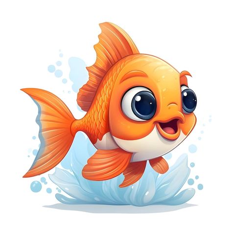 Cute Fish Drawing, Goldfish Cartoon, Animale Marine, Turkey Handprint Craft, Goldfish Tattoo, Cute Cartoon Fish, Fish Illustrations, Fish Cute, Fish Photo