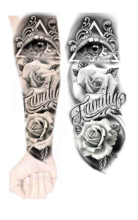 Mafia Tattoo Ideas, Arm Tattoos Sleeve, Family Tattoo Design, Eyes Tattoo Design, Family Name Tattoos, Tato Mandala, Geometric Tattoo Sleeve Designs, Leg Sleeve Tattoos, Arm Tattoos Drawing