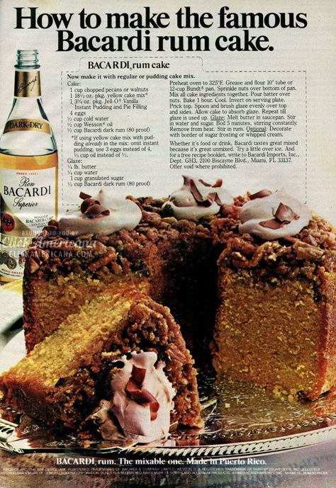 Bacardi Rum Cake, Rum Cake Recipe, Bacardi Rum, Rum Cake, Bundt Cakes Recipes, Cake Cupcakes, Monkey Bread, Pound Cake Recipes, Köstliche Desserts