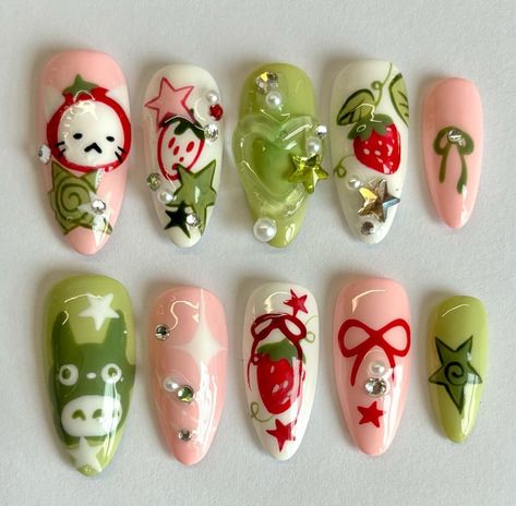 How To Have Style, Grunge Nails, Pretty Gel Nails, Really Cute Nails, Soft Nails, Kawaii Nails, January 13, Funky Nails, Pretty Acrylic Nails