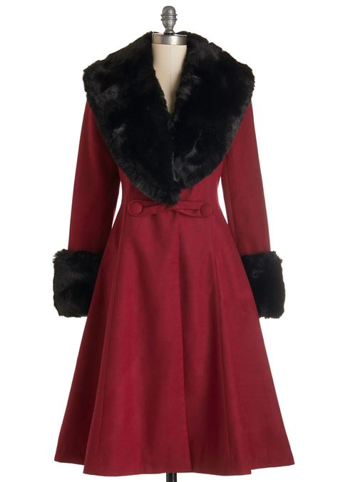 Outerwear - Bundled in Bliss Coat Fancy Places, Christmas Fairytale, 1940s Coat, 1950s Coat, Doctor Zhivago, Christmas Coat, Red Clothing, Red Fur, Fur Coat Vintage