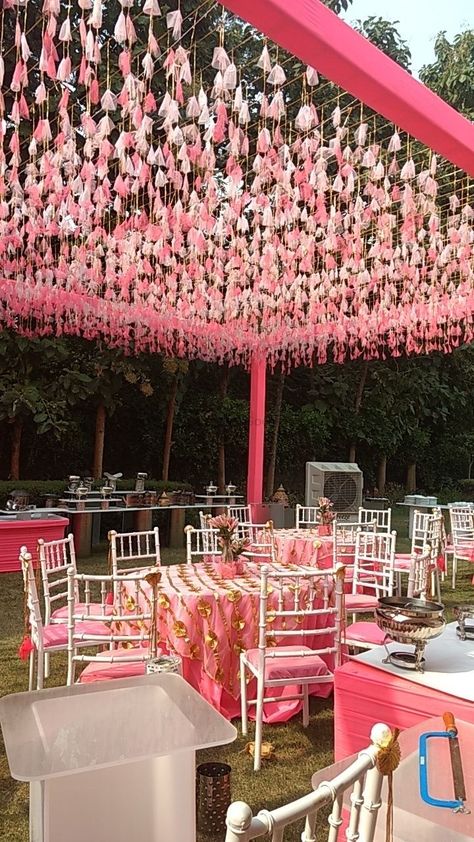 Photo of Tasseled decor for a day wedding Indian Wedding Decorations Receptions, Installation Ideas, Wedding Ceiling, Wedding Hall Decorations, Wedding Entrance Decor, Desi Wedding Decor, Mandap Decor, Marriage Decoration, Wedding Planning Decor