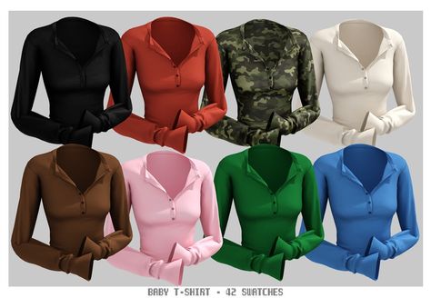 ☆ Baby t-shirt ☆ | Patreon Sims 4 Cc Cottagecore Shirt, Oversized Sims 4 Cc, Sims 4 Long Sleeve Shirt, Sims 4 Button Up Shirt, Sims 4 Cc Work Clothes, Alpha Sims 4 Cc Clothing, Female Sims 4 Cc Clothing, Sims 4 Clothes Cc Female Tops, Sims 4 Female Sims Download