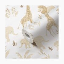 Crane Baby Non-Woven Wallpaper - Kendi Animals | Babylist Shop Baby Nursery Wallpaper, Wallpaper For Nursery, Renter Friendly Wallpaper, Baby Mirror, Safari Wallpaper, Safari Nursery Decor, Neutral Wallpaper, Baby Wallpaper, Animal Print Wallpaper