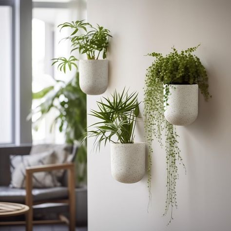 Amazon.com: LA JOLIE MUSE Wall Hanging Planter, Wall Plant Pot for Indoor Plant, Wall Decor, Set of 2, 6 Inch, Weathered Gray : Patio, Lawn & Garden Wall Potted Plants, Wall Plants Bathroom, Bathroom Hanging Plants Ideas, Hanging Plants Indoor Wall, Bathroom Wall Plants, Toilet Plants Ideas, Indoor Plant Wall Ideas, Indoor Wall Planter Ideas, Wall Planter Diy