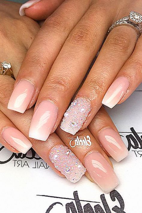 Tuck away this stunning wedding nail design in your inspo board.# BridalNailIdeas# NailDesign# NailStyle Sophisticated Nails, Bridal Nails Designs, Wedding Manicure, Bridal Nail Art, Sparkly Wedding, Wedding Nail, Hand Pictures, Wedding Nails Design, Minimal Wedding