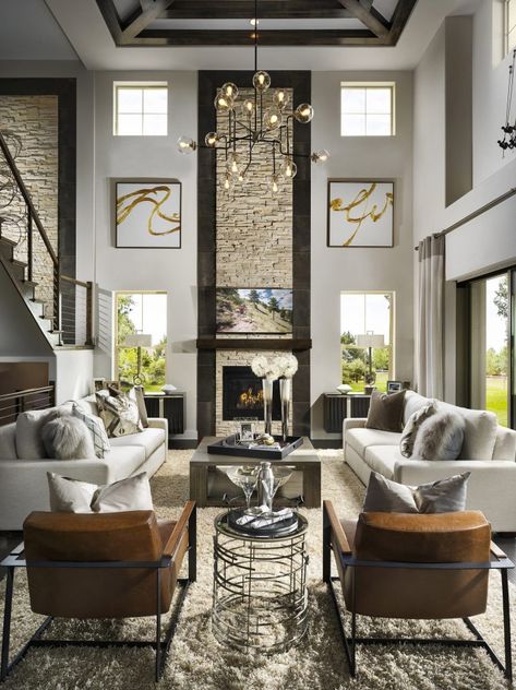 High Ceiling Living Room, Mixing Metals, Contemporary Living Room, A Living Room, Luxury Decor, Interior Design Tips, Living Room Inspiration, Luxury Living Room, Best Interior