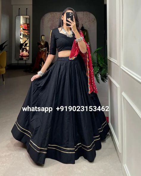 Price: 2995/-❣️ whatsapp us on +919023153462✔️ Pure Cotton Plain With Gota Patti Beautiful Designer Navratri Lehenga #NavratriLehenga #GotaPatti #PureCotton #DesignerLehenga #TraditionalWear #NavratriFashion #ElegantLehenga #FestiveFashion #CottonLehenga #BeautifulDesign #EthnicWear #FestiveAttire #GotaPattiLehenga #DesignerWear #OccasionWear #TraditionalChic #StyleForNavratri #ElegantAttire #FashionForFestivals #LuxuryLehenga Choli Black, Cotton Chaniya Choli, Gota Patti Lehenga, Fancy Dress Patterns, Elegant Lehenga, Navratri Lehenga, Traditional Chic, Navratri Dress, Cotton Lehenga