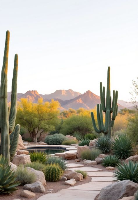 California Landscaping Cactus Garden Outdoor, Cactus Garden Design, California Landscaping, Desert Landscape Design, Suculent Plants, High Desert Landscaping, Cactus Gardens, Desert Backyard, California Native Garden