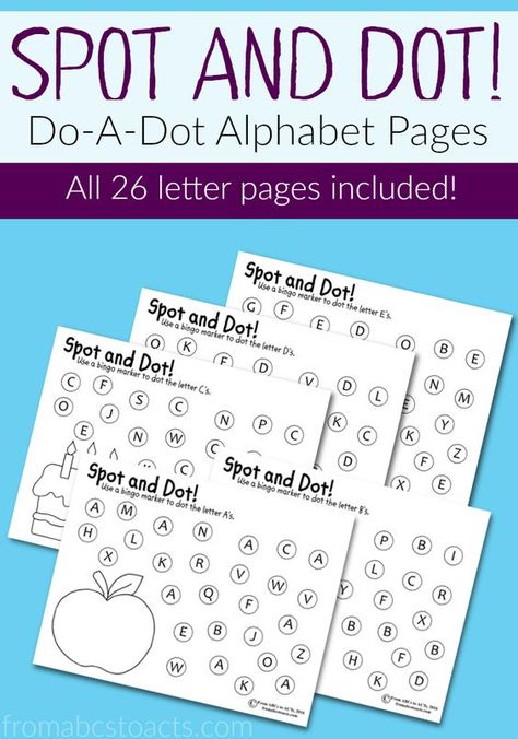 Practice the letters of the alphabet, hand-eye coordination, fine motor skills, and more with these Spot and Dot alphabet pages for preschoolers!: Dot Alphabet, Letters Of The Alphabet, Abc Activities, Do A Dot, Preschool Literacy, Preschool Letters, Letter Activities, Alphabet Preschool, Kindergarten Literacy