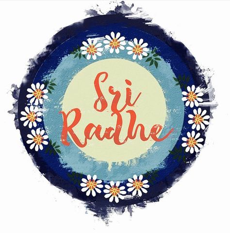 Mandalas, Sri Radha Name Logo, Shri Radha Logo, Radha Rani Drawing, Iskcon Paintings, Kanha Drawing, Krishna Sticker, Krishna Wall Painting, Shri Radhe