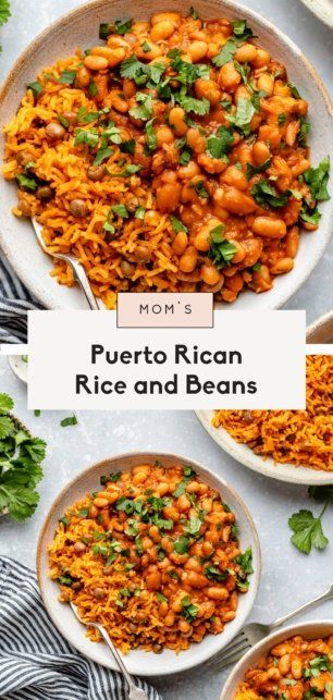 Mom's Authentic Puerto Rican Rice and Beans | Ambitious Kitchen Portirican Rice, Puerto Rico Beans, Puerto Rican Recipes Beans, Puerto Rican Style Beans, Puerto Rican Rice And Beans Recipe, Puerto Rican Pinto Beans, Puertican Rice And Beans, Puerto Rican Rice And Chicken, Peruvian Rice And Beans