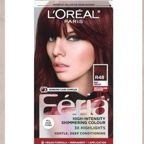 Hair Dye, Great shade ranges. Prettiest reds Loreal Paris Hair Color, Loreal Paris Feria, Feria Hair Color, Deep Black Hair, Deep Auburn, Hair Coloring Accessories, Silver Hair Dye, Blue Black Hair Color, Edgy Hair Color