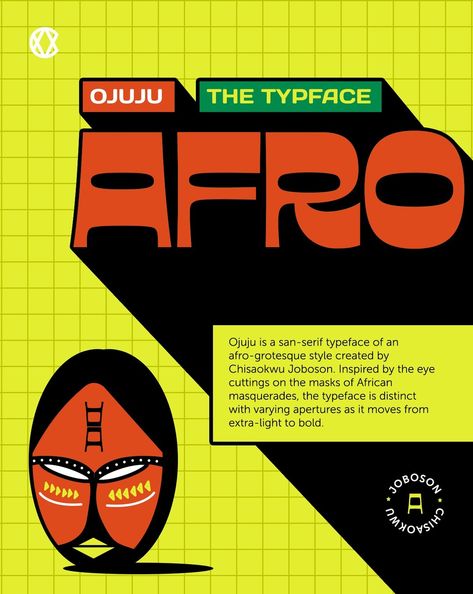 Trying the Ojuju typeface by @jobosonchisa in different design styles. Ojuju is a san-serif typeface of an afro-grotesque style, Inspired by the eye cuttings on the masks of African masquerades. It pairs so well with sans serif fonts like day one, poppings, open sans, etc. I prefer it as a large blocky headline instead of a sub-headline or body copy. Keeping legibility in mind and allowing my audience see the beauty in each letter. African Typography, San Serif Fonts, Design Tech, Font Ideas, Different Design Styles, Insta Captions, Branding Projects, Sans Serif Typeface, Baby Shower Templates