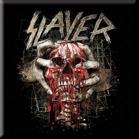 Slayer Fridge Magnet: Skull Clench Ref:SLAYMAG02 Heavy Metal Bands Art, Tom Araya, Jeff Hanneman, Slayer Band, Slayer Shirt, Groove Metal, Heavy Metal Art, Extreme Metal, Heavy Metal Rock