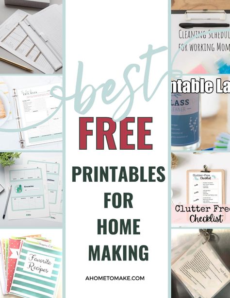 A Collection of the Best Homemaking Printables on the Internet - A Home to Make Homemaking Binder, Chore Cards, Monthly Cleaning, Happy Homemaking, Binder Printables, Plastic Spray Bottle, Folder Organization, Personal Organization, Page Protectors