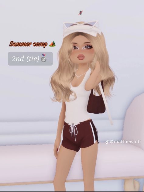 Dti Outfits Summer Camp, Dti Summer Camp Fit, Summer Camp Outfits Dress To Impress, Summer Camp Dress To Impress, Summer Camp Outfits, Summer Camping Outfits, Camp Dress, Roblox Fashion, Coding Camp