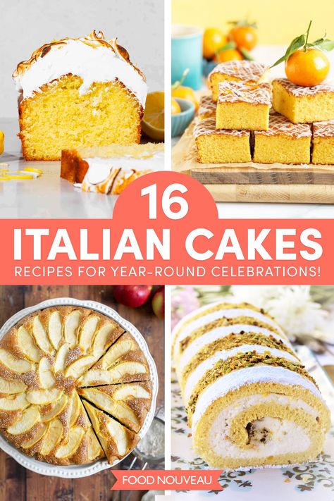 There's a place for cake at any celebration, and these 16 rustic, unfussy Italian cake recipes are welcome at any gathering, any time of year! Italian Cake Recipes Easy, Healthy Italian Desserts, Italian Bakery Recipes, Italian Cake Recipes, Authentic Italian Desserts, Italian Desserts Easy, Italian Desserts Traditional, Italian Sweets, Desserts Around The World