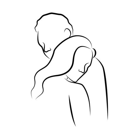 Hugging Lovers in Linear Style Simple Lovers Drawing, Drawing For Him, Drawings For Him, Drawing Man, Hugging Silhouette, Rock Painting Ideas Easy, Guy Drawing, Painting Tips, Rock Painting