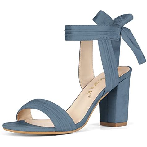 Bridesmaids Heels, Ankle Tie Heels, Ankle Strap Chunky Heels, Evening Heels, Chunky Heel Sandals, Back To College, Womens Chunky Heels, Chunky High Heels, Bow Heels