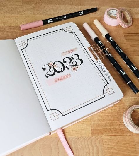 Bujo 2023 Cover Page, 2023 Cover Page, Bujo 2023, Bullet Journal Font, Bullet Journal Ideas Templates, Bullet Journal Cover Page, Roses Book, Bulletin Journal Ideas, Instagram 2023