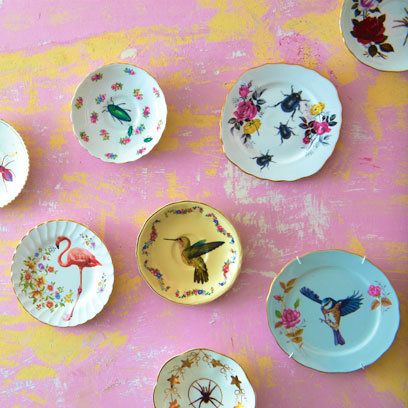 DIY Decorated china plates by Pearl Lowe | How to decorate china plates. Here’s how to add your own bespoke touch. Decoupage Plates, China Crafts, Old Plates, Plates Diy, Pretty Plates, Plate Crafts, Painted Plates, Plate Art, Pattern Wall