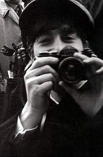 John Lennon with Pentax Holding A Camera, John Lennon, Black And White, White, Black