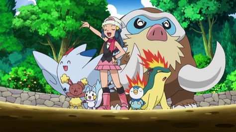 Dawns Gang! Pokemon Contest, Pokémon Sinnoh, Pokemon Trainer Outfits, Dawn Pokemon, Pokemon Dawn, Pokemon Fashion, Ash And Dawn, Pokémon Diamond And Pearl, Eevee Evolution