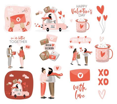 Valentines Day Illustration, Valentine Illustration, Valentine 2023, Snoopy Valentine's Day, Valentines Day Romantic, St Valentines Day, Valentine's Day Illustration, Sticker Heart, Valentines Illustration