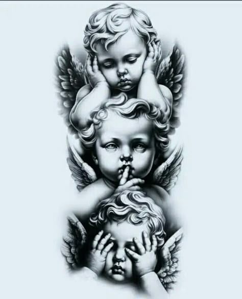 White Angel Tattoo, Abigail Tattoo, Forearm Tattoo Designs Sketches, 3 Faces Tattoo, Cool Forearm Tattoos Men, Double Face Tattoo, Chest Tattoo Design For Men, Hear No Evil See No Evil Tattoo, 3 Angels Tattoo