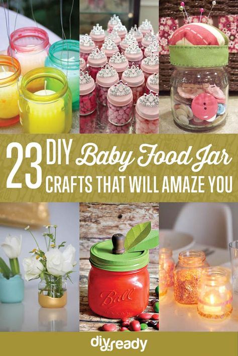 23 Amazing DIY Uses of Baby Food Jars |https://diyprojects.com/23-amazing-diy-uses-of-baby-food-jars/ Reuse Baby Food Jars, Baby Jar Crafts, Baby Food Jars Diy, Baby Jars, Baby Food Jar Crafts, Diy Baby Food, Baby Food Containers, Food Jars, Baby Food Jars