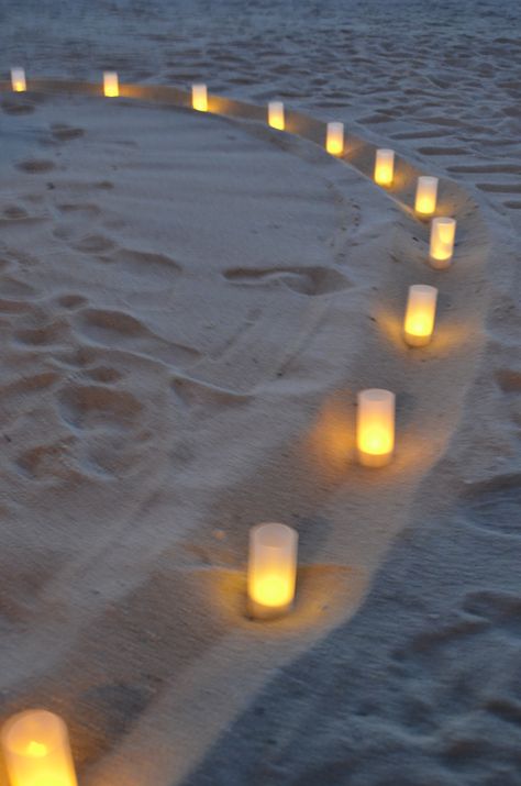 Candles On The Beach, Candle Path, Beach Proposal, Pic Nic, 20th Birthday, Mexico Wedding, On Beach, Beach Engagement, Sunset Beach