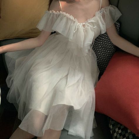 Prom Gown Elegant, Princess Fairy Dress, Japanese Fairy, Off Shoulder Lace Dress, White Short Sleeve Dress, Tulle Ruffles, Fairy Party, Tulle Sleeves, Casual White Dress