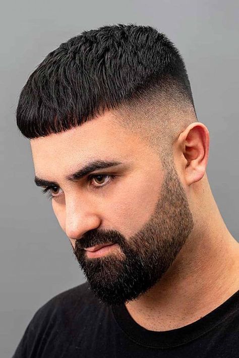 Freshest Short Haircuts For Men For 2023 ★ Army Haircut, Buzz Cut With Beard, Short Haircuts For Men, Long Beard Styles, New Short Haircuts, Beard Fade, Haircut Types, Short Beard, Faded Hair