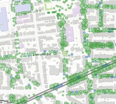 DDOT’s Urban Forestry Division (UFD) is keeper of Washington DC’s ~145,000 street trees and have created this map of the street trees to help the public understand the forest that surrounds them. Trees are shown as green circles, sized according to their size in diameter. Open tree spaces are displayed as blue circles. Zoom in … Urban Forestry, Tree Map, Urban Tree, Street Trees, Tree Canopy, Web Development Design, New Media, The Public, The Forest