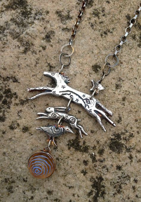 Metal Work Jewelry, Goblincore Jewelry, Crow Jewelry, Crow Pendant, Animal Necklace, Animal Pendant, Horse Jewelry, Dope Jewelry, Funky Jewelry