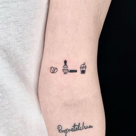 Coffee Tattoos on Instagram: "@kukeudaseul #coffeetattoo" Portafilter Tattoo, Coffee Cup Tattoo, Cup Tattoo, Coffee Tattoo, Coffee Tattoos, Tattoo Minimalist, Female Drawing, Fairy Tattoo, Skeleton Hands