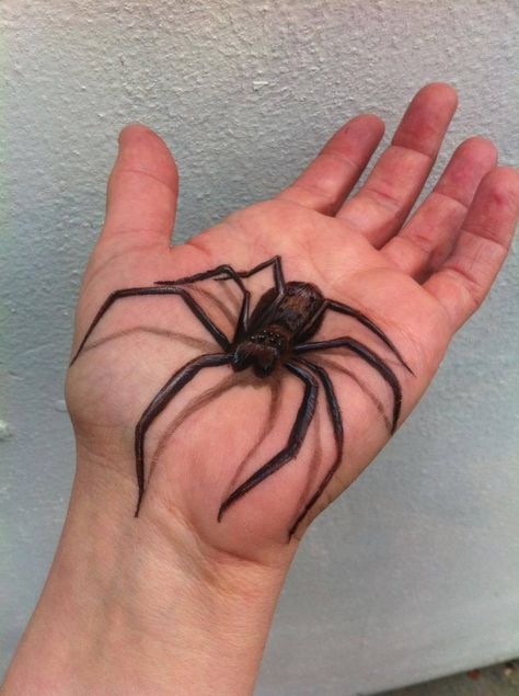 3d Spider Tattoo, Spider Face Painting, Tato 3d, Spider Face, Optical Illusion Tattoo, Polynesian Tattoos, Palm Tattoos, Geometric Tattoos, Spider Tattoo