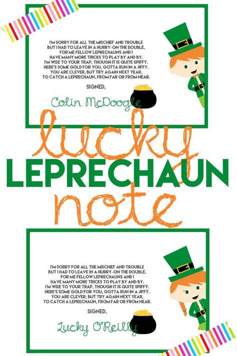 Catch a Leprechaun this St. Patrick's Day with a Leprechaun Trap PLUS a FREE Printable Note for when you aren't so lucky enough to catch him! Leprechaun Note, Leprechaun Tricks, St Patrick's Day Cards, Lucky Leprechaun, March Themes, The Leprechaun, Leprechaun Trap, St Patricks Day Crafts For Kids, March Activities