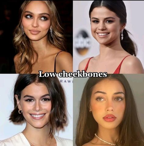 Types Of Cheeks, Types Of Cheekbones, High Vs Low Visual Weight Face, High Vs Low Cheekbones, Low Cheekbones Women, Flat Cheekbones, Cheekbones Aesthetic, High Cheekbones Women, Sharp Features Women