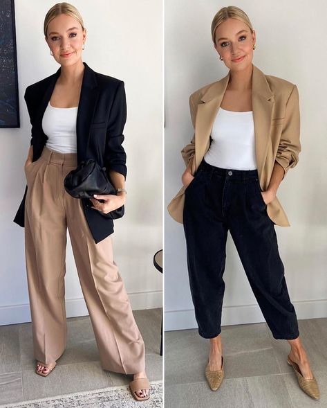 Camel Trousers Outfit, Camel Blazer Outfit, Lydia Tomlinson, Camel Blazer, Outfit Inspiration Women, Daily Style, Blazer Outfits, Instagrammer, Black Blazer