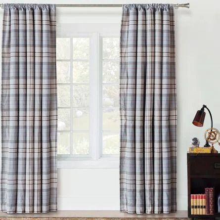 Eastern Accents Arthur Plaid Room Darkening Rod Pocket Single Curtain Panel | Wayfair Plaid Room, Ikat Curtains, Paisley Curtains, Color Block Curtains, Natural Curtains, Masculine Decor, Plaid Curtains, Steel Curtain, Luxury Bedding Collections