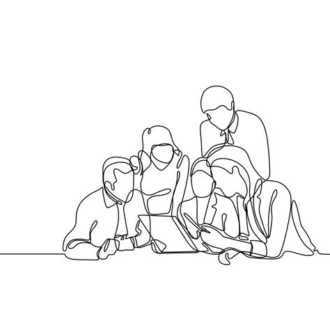 Group Discussion Illustration, One Line Drawing People, Team Work Illustration, Line Drawing People, Kerja Tim, Office Drawing, Line Drawing Illustration, العمل الجماعي, 심플한 그림