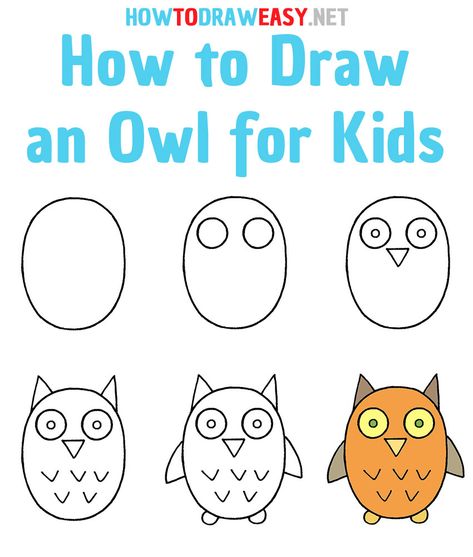 How to Draw an Owl for Kids - How to Draw Easy Drawing Owls Easy, Preschool Step By Step Drawing, Draw An Owl Easy, How To Draw A Owl Easy, Step By Step Drawing For Preschoolers, Owl Directed Drawing For Kids, Easy Owl Drawing Simple, Step By Step Drawing For Kindergarten, Owl Craft For Kindergarten