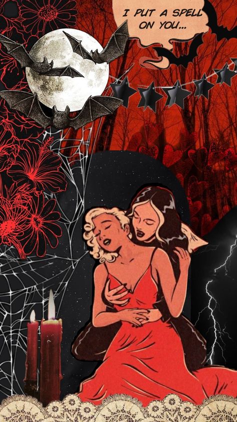 #halloween #vampire #lesbian #lesbianpride #fall #redandblack #vintagehalloween #aesthetic Vampire Lesbian, Lesbian Art, Vampire Art, Halloween Vampire, Queer Art, Goth Art, Conceptual Photography, Witch Aesthetic, Witch Art