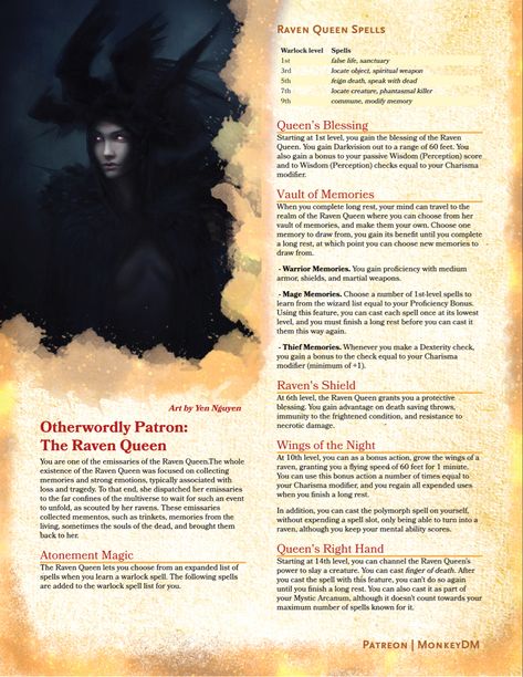 The Raven Queen Dnd, Raven Queen Warlock, Raven Dnd, D&d Warlock, Dnd Pantheon, Raven Queen Dnd, 5e Classes, The Raven Queen, Queen Sign