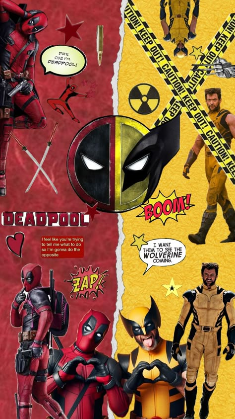 #deadpoolandwolverine #deadpool #wolverine #red #redandyellow #yellow #marvel #duo #iconic Matching Deadpool And Wolverine, Cute Deadpool Wallpaper, Deadpool And Dogpool, Duo Wallpaper Iphone, Wolverine And Deadpool Wallpaper, Deadpool And Wolverine Aesthetic, Deadpool And Wolverine Tattoo, Deadpool Wolverine Art, Wolverine X Deadpool