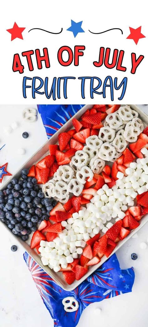 This 4th of July fruit tray is reminiscent of the American flag, and it’s a perfect way to add a burst of color to your July 4th party table! So easy to make and very festive. 4th Of July Fruit Tray, Fruit Flag, 4th Of July Fruit, Fourth Of July Drinks, 4th Of July Cocktails, Yogurt Covered Pretzels, Oreo Truffles Recipe, July 4th Party, Festive Appetizers