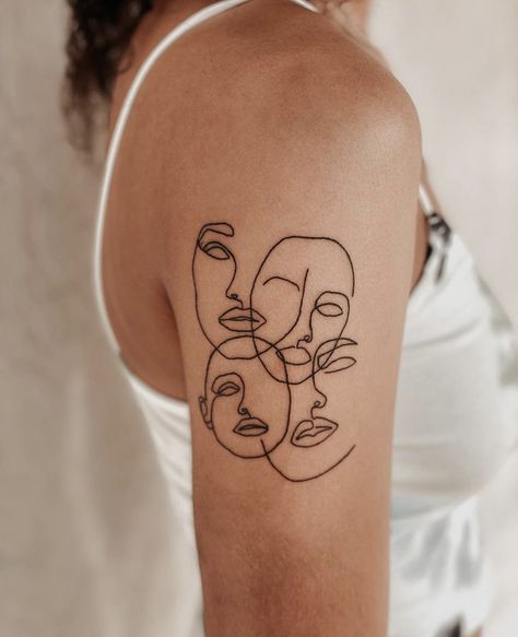 Tattoo, ink, design, imitate, tatuaje, tinta, faces Double Face Tattoo Design, Many Faces Tattoo, Three Faces Tattoo, Connecting Tattoos, Face Peel, 3 Face, Contour Drawing, Face Tattoos, Ink Design